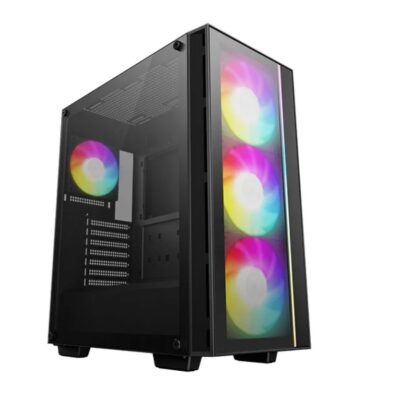 DeepCool MATREXX 55 V4 Full Tempered Glass Side Panel ATX Case. Pre-Installed 3×140mm ARGB PWM Fans,  1×120mm ARGB, Up to 360mm