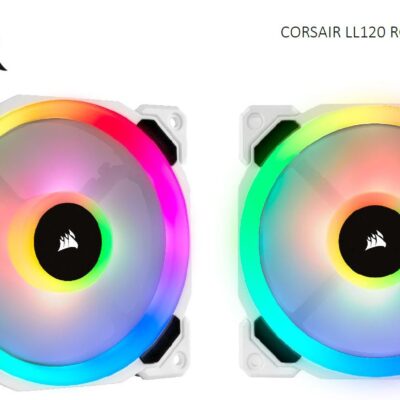 Corsair Light Loop Series, White LL120 RGB, 120mm Dual Light Loop RGB LED PWM Fan, Single Pack