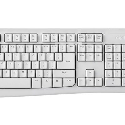 RAPOO X1800Pro Wireless Mouse & Keyboard Combo – 2.4G, 10M Range, Optical, Long Battery, Spill-Resistant Design,1000 DPI, Nano Receiver, Entry (White)