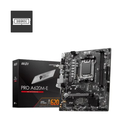 MSI PRO A620M-E AM5 mATX MB 2xDDR5 1xPCIE 16 1 PCI-E 1 1xM.2 4xSATA 4xUSB 3.2 2xUSB 2.0