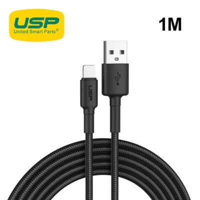 USP BoostUp Lightning to USB-A Cable (1M) Black – Quick Charge & Connect, 2.4A Rapid Charge,Durable & Reliable,Nylon Weaving,Apple iPhone/iPad/MacBook