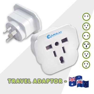 Sansai Travel Adaptor for 240V equipment from Britain, USA, Europe, Japan, China, HongKong, Singapore, Korea & Italy, to use in Australia.