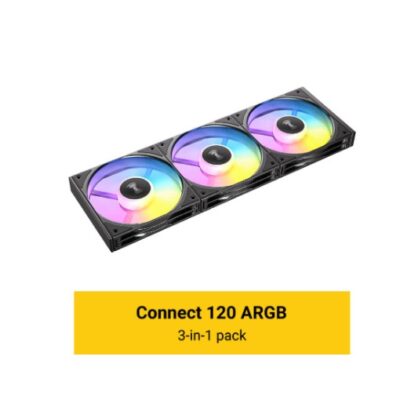 Antec Connect C120 ARGB Black Performance 120mm 4-pin PWM | LED: 3-pin  Vibration Absorbing and Anti-Noise Pads Easy Assemble 3pack Case Fans