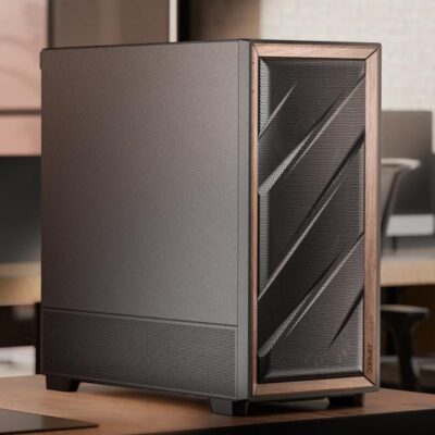 Antec Flux SE ATX, E-ATX, matx, Walnut Wood Trim Solid Side Panel, 5 x PWM Fans, Multi-Direction Vent design, Removable Top Cooling Bracket. Case