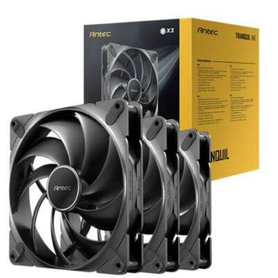 Antec Tranquil140, PWM, 2000RPM, 59.23CFM, 2.46mmH₂O, 4 Pin PWM Connector, 140mm x 25mm Performance  case Fan, Tranquil Series 3 Pack(LS)