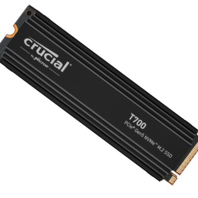 Crucial T700 1TB Gen5 NVMe SSD Heatsink – 11700/9500 MB/s R/W 600TBW 1500K IOPs 1.5M hrs MTTF with DirectStorage for Intel 13th Gen & AMD Ryzen 7000