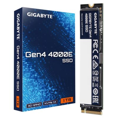 GIGABYTE Gen4 4000E SSD 1TB,  PCI Express 4.0×4, M.2, 1000GB,  Up to 4000 MB/s, 3900 MB/s, MTBF 1.5M hours, 3 y Warranty