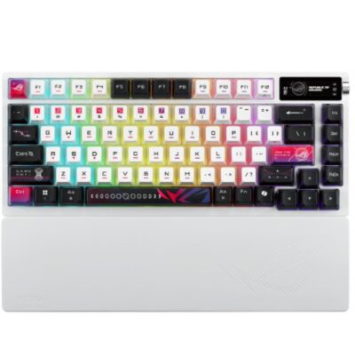 ASUS ROG AZOTH X SNOW SWITCH ROG NX V2 Mechanical Switches, Dye-sublimated, Semi-translucent keycaps, Metal top cover, gasket mount