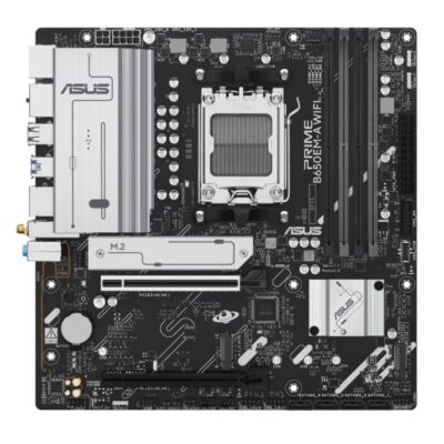 ASUS AMD B650EM PRIME B650EM-A WIFI (AM5) Micro-ATX Motherboard, DDR5, PCIe 5.0 Ready, 3x M.2, Wi-Fi 6, 2.5Gb Ethernet, 2x DP, HDMI, Front USB-C, Aura