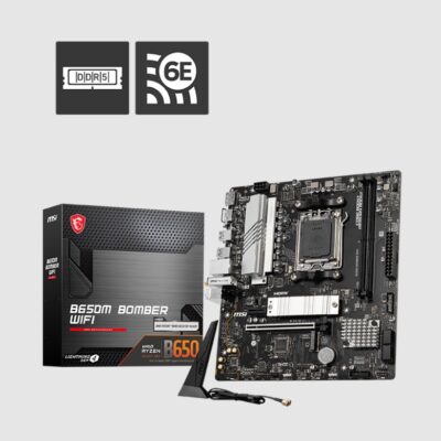MSI B650M BOMBER WIFI AMD AM5 MATX Motherboard, 2x DDR5 ~128GB, 1x PCI-E x16, 2x M.2, 4x SATA,  6x USB 2.0