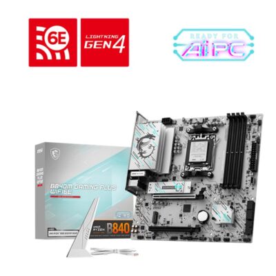 MSI B840M GAMING PLUS WIFI6E, AM5 ATX Motherboard, 4x DDR5 256GB, 1x HDMI, 2x PCI-E x16 slot, 2x M.2, 4x SATA 6G, Wi-Fi 6E, Bluetooth 5.3