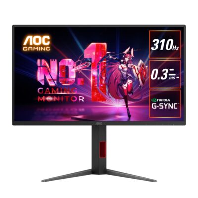 AOC 24.5′ 310Hz IPS Gaming Monitor 25G4S: Fast IPS, 1920×1080 @ 310Hz, 0.3ms response, 400 cd/m² brightness, 115% sRGB, adjustable stand, HDMI & DP