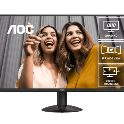 AOC 27′ IPS Q27B30E: 2560×1440 @ 75Hz, 4ms GtG, 300 nits brightness, sRGB 118%, HDMI 1.4 & DP 1.4, tilt stand, 100mm VESA, 20W power use