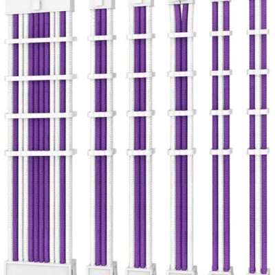 Antec PSU –  Sleeved Extension Cable Kit V2 – Purple / White. 24PIN ATX, 4+4 EPS, 8PIN PCI-E, 6PIN PCI-E, Compatible with Standard PSU (LS)