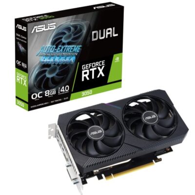 ASUS nVidia GeForce DUAL-RTX3050-8G-V2 RTX 3050 V2 8GB GDDR6 1777 MHz Boost Clock, RAM 14Gbps, Digital Max Resolution