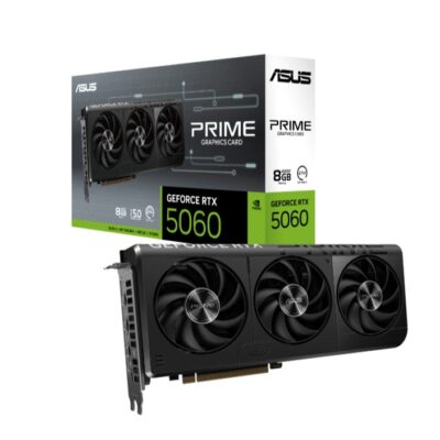 ASUS nVidia GeForce PRIME-RTX5060-8GRTX5060 8GB GDDR7 2497 MHz Boost Clock, RAM 28Gbps, 613 AI TOPs, Digital Max Resolution