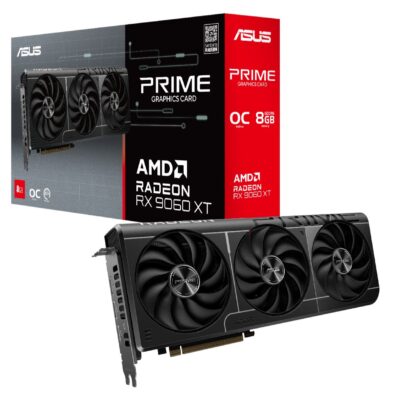 ASUS AMD Radeon PRIME-RX9060XT-O8G RX 9060 XT OC Edition, 8G GDDR6 128-bit, 2.5 Slot, Axial-Tech Fans, Dual BIOS, PCIe 5.0