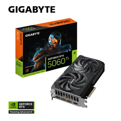 Gigabyte GeForce RTX™ 5060 Ti WINDFORCE 16G, 2572 MHz, CUDA TBD, 28 Gbps, GDDR7, 128 bit, PCI-E 5.0, PSU 650W, DisplayPort 2.1b *3 HDMI 2.1b *1